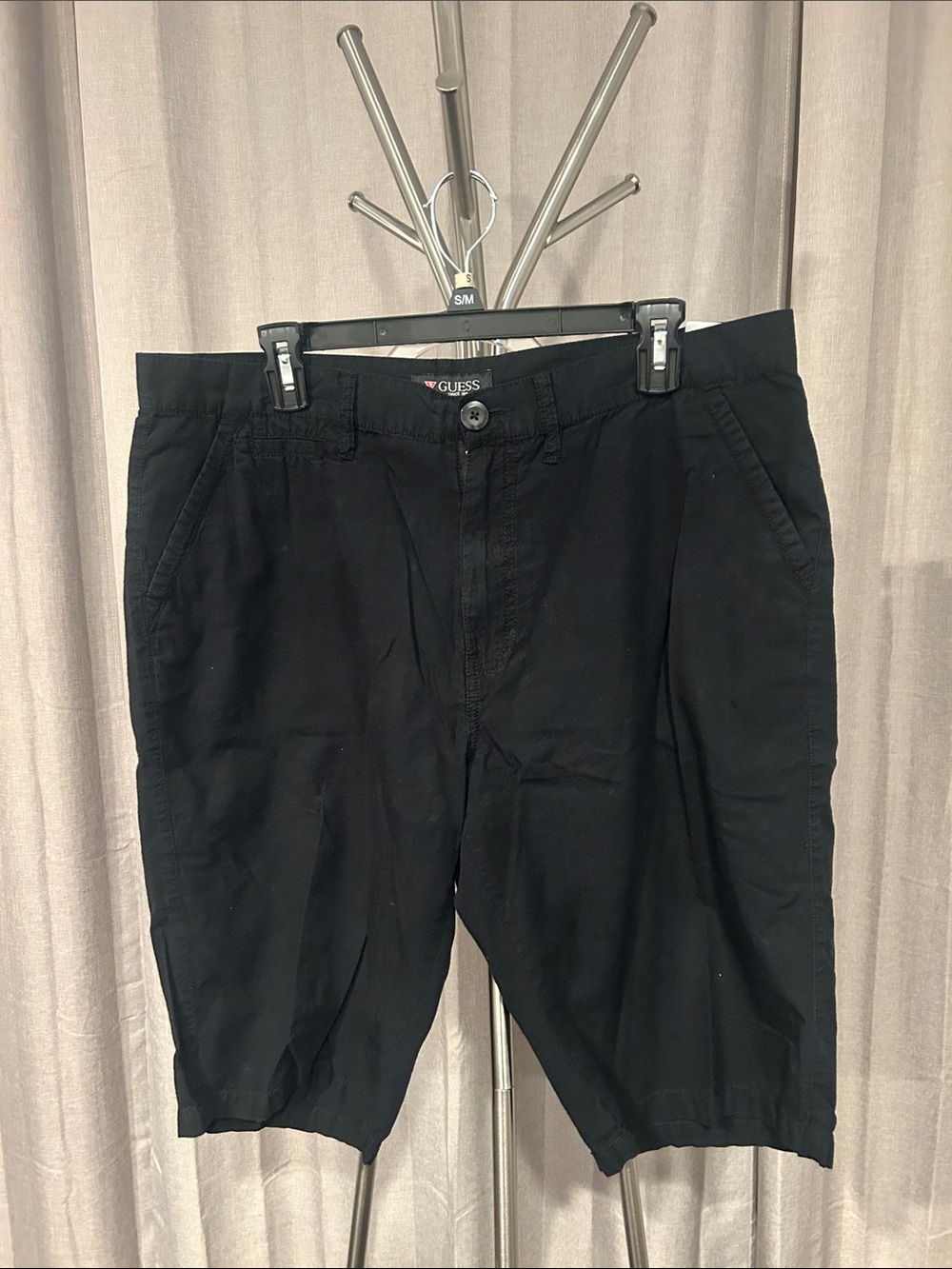 Guess Black Casual Shorts with Red Logo Accent size 36